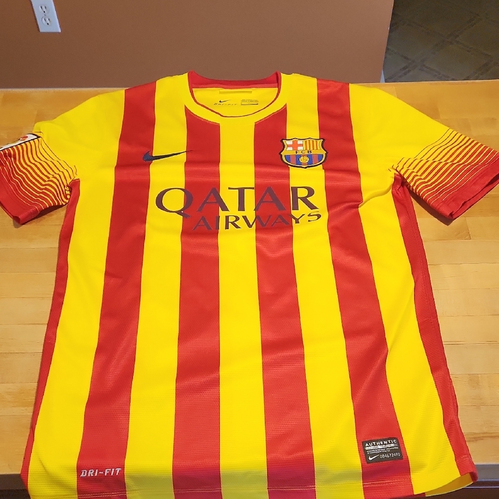 Nike Barcelona Red and Yellow Striped Jersey
